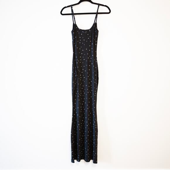 SKIMS Soft Lounge Slip Dress Onyx Sparkle Ribbed Black Stars Maxi SZ S NWT - Picture 4 of 7